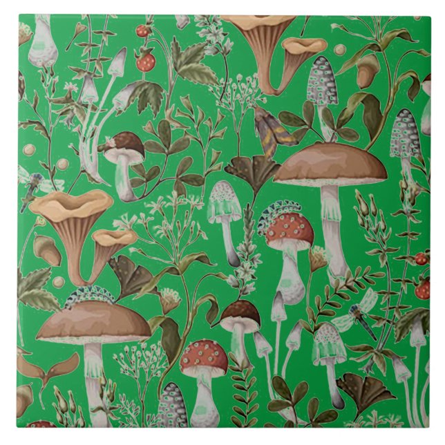 Keramik "Mushroom Forrest Green" Fliese (Vorderseite)