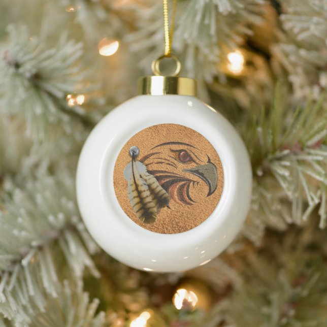 Keramik Native Spirit "Hawk" Ball Ornament (Baum)