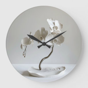 Keramik Neutrales Orchideen-Taupe Große Wanduhr