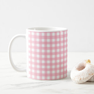 Keramik niedlich, rosa und weiß Karo Tasse