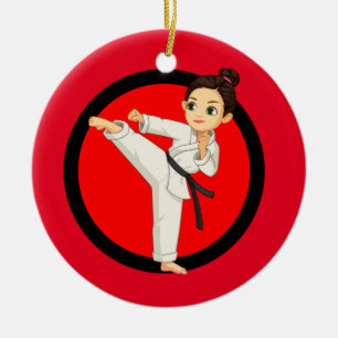 Keramik Ninja/Karate Girl Ornament