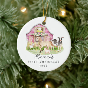 Keramik Orname: Babys erste Weihnachtsbauernfreund Ornament