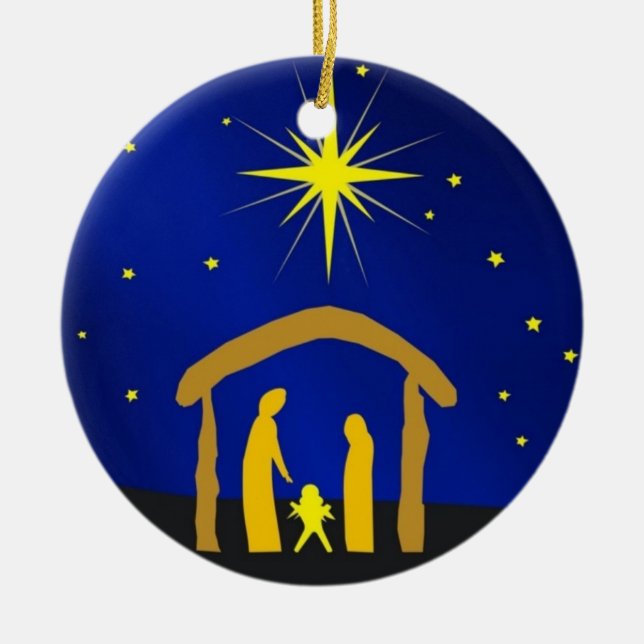 Keramik-Ornament der Manger Scene Keramik Ornament (Vorne)