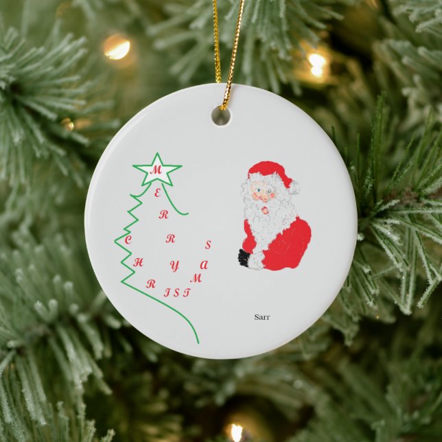 Keramik Ornament : Frohe Weihnachten / Weihnachtsm (Baum)