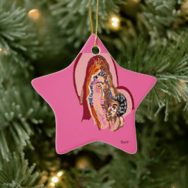 Keramik Ornament Jungfrau Mary mit dem Baby Jesus