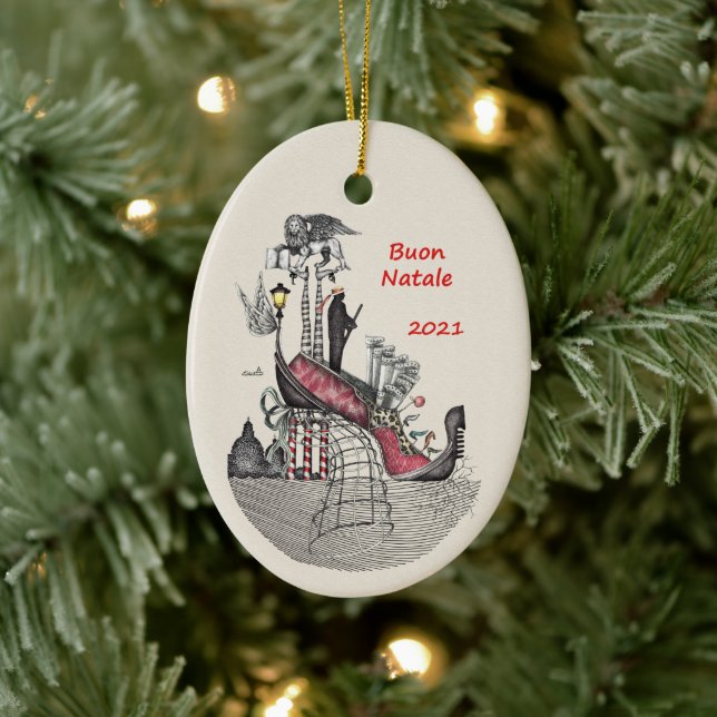 Keramik Oval Ornament - Venedig Italien (Baum)