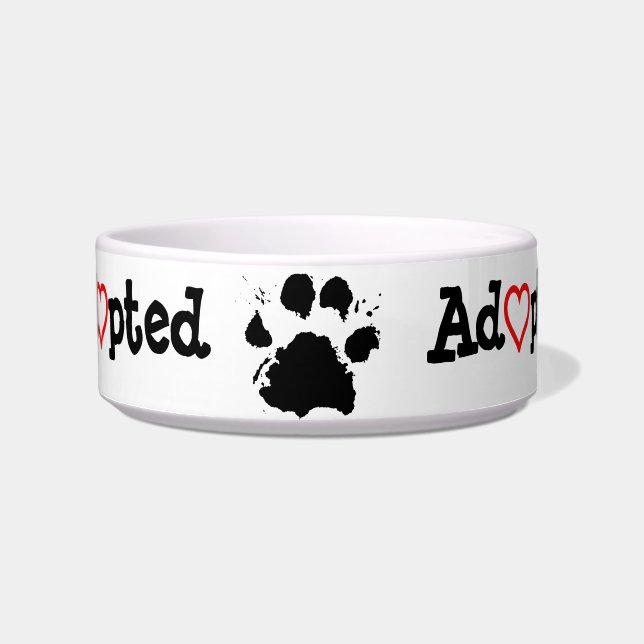 Keramik Paw Print Adoptiert Dog Bowl Napf (Vorderseite)