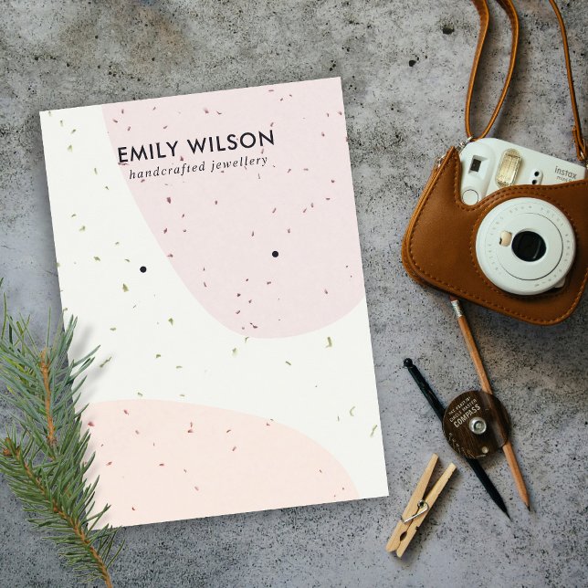 KERAMIK PEACH PINK BLUSH WAVE STUD EARRING ANZEIGE VISITENKARTE (Von Creator hochgeladen)