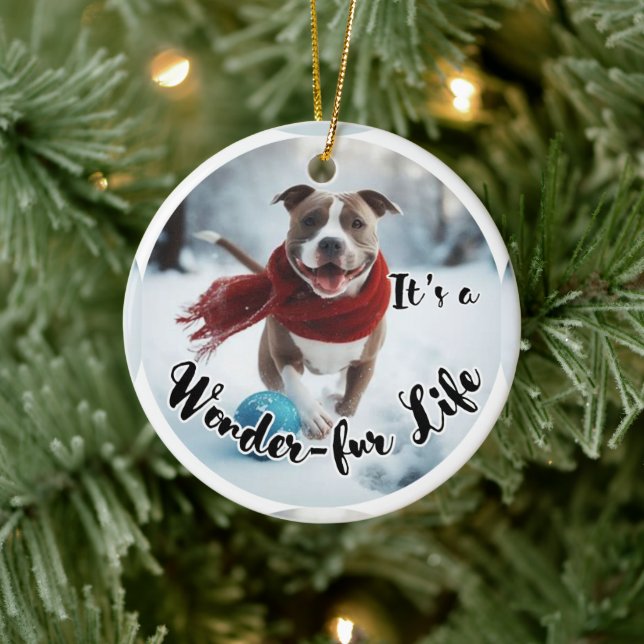 Keramik Pitbull Weihnachtsbaumschmuck Ornament (Baum)