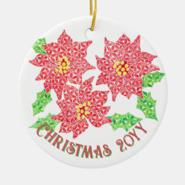 Keramik Poinsettia Keramik Ornament