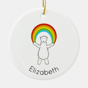 Keramik Polar Bear und Regenbogen Ornament