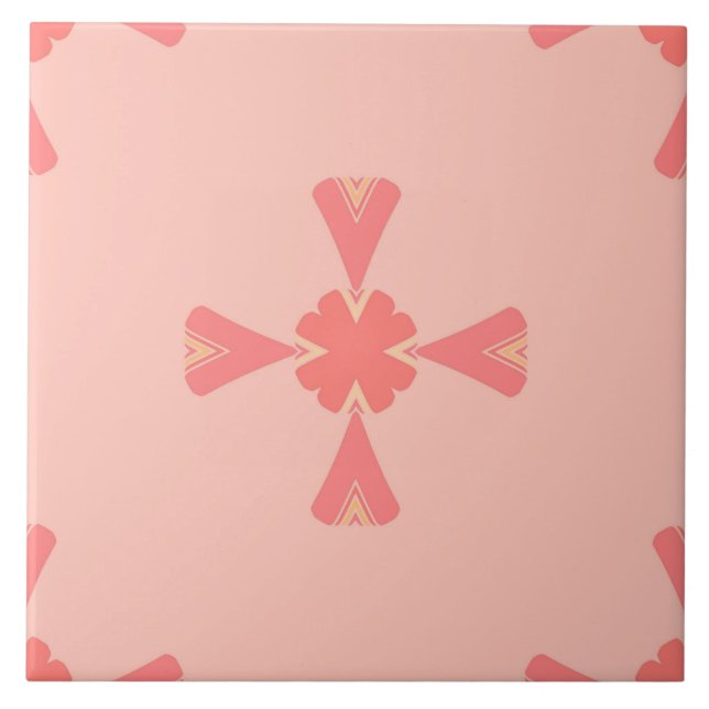 Keramik - rosa und gelb gepolstertes Muster Fliese (Vorderseite)