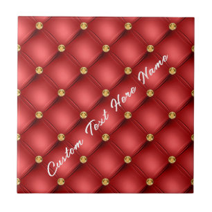 Keramik Rot und Gold mit benutzerdefiniertem Text Fliese