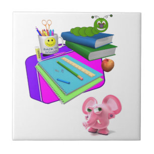 Keramik rückwärts in die Schule rosa Schweinchen Fliese