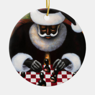 Keramik Rundschmuck Black Santa Chessboard Ornament