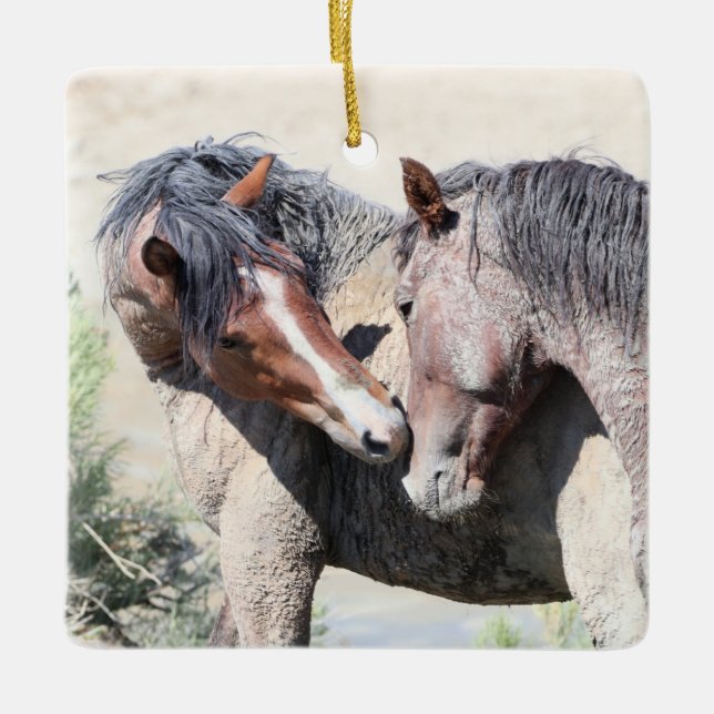 Keramik Sand Wash Becken Wilde Pferde Keramikornament (Vorderseite)