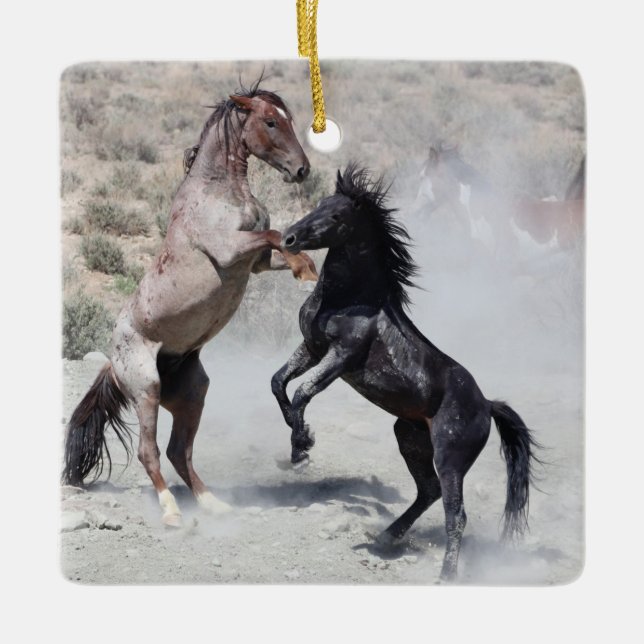 Keramik Sand Wash Becken Wilde Pferde Keramikornament (Vorderseite)