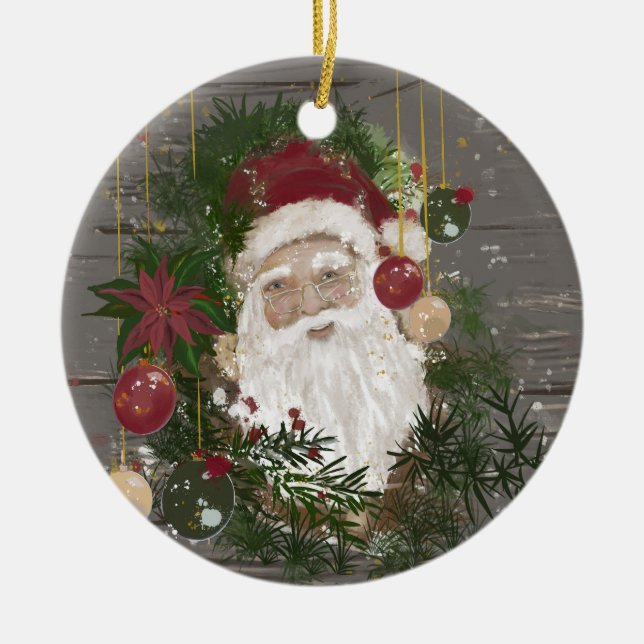 Keramik Santa Ornament Bauernhof (Vorne)