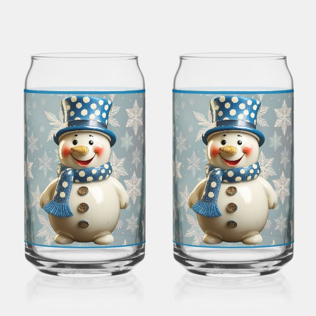 Keramik-Schneemann-Glas Dosenglas (Vorderseite)