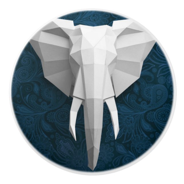 Keramik-Schublade/Türknopf - 3D-Elefant Keramikknauf (Vorderseite)