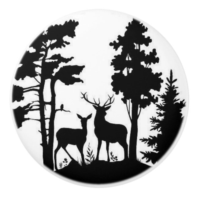 Keramik Schublade/Türknopf - Silhouette Tierwelt Keramikknauf (Vorderseite)