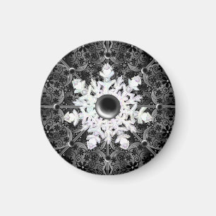Keramik, schwarz und Schneeflocke Magnet