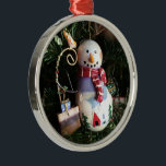 Keramik Snowman Fotografie Ornament Aus Metall<br><div class="desc">Keramik Snowman-Ornament-Fotografie</div>