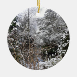 Keramik Snowy Trees Ornament