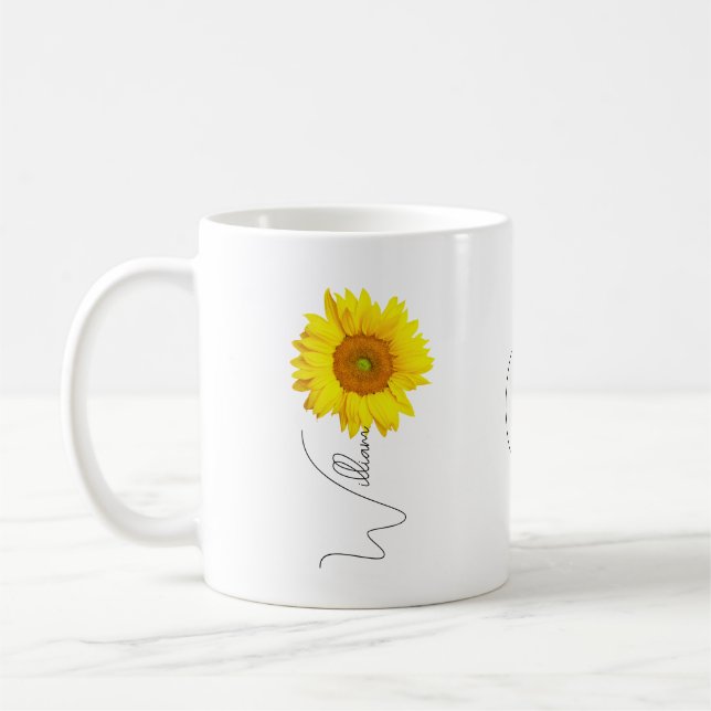 Keramik Sonnenblume Kaffeemaschine Tasse mit Name  (Links)
