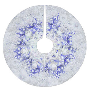 Keramik Spitze Blau von Griechenland & Schneeflock Polyester Weihnachtsbaumdecke