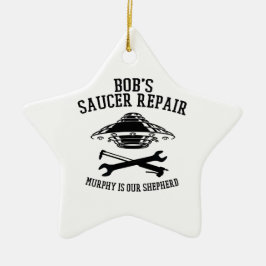 Keramik Star Ornament / BSR Schwarzes Logo Keramik