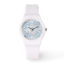Keramik strahlend blau & schneeflocken armbanduhr
