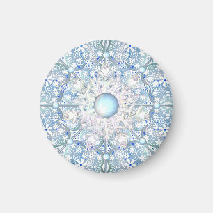 Keramik strahlend blau & schneeflocken magnet
