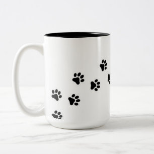 Keramik-Tasse mit Pfotenabdruck des Fellbabys Zweifarbige Tasse