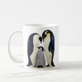Keramik Tasse mit Pinguinfamiliendesign