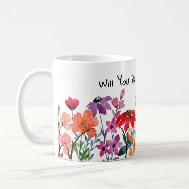 Keramik Tasse Wasserfarbe Wildblume Blume Mädchen  (Links)