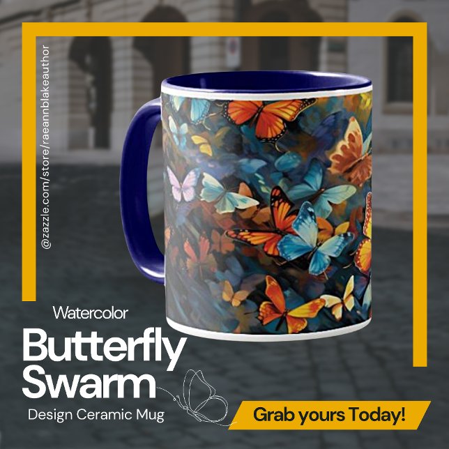 Keramik Tasse Wasserfarben Schmetterling Schwarz (Von Creator hochgeladen)