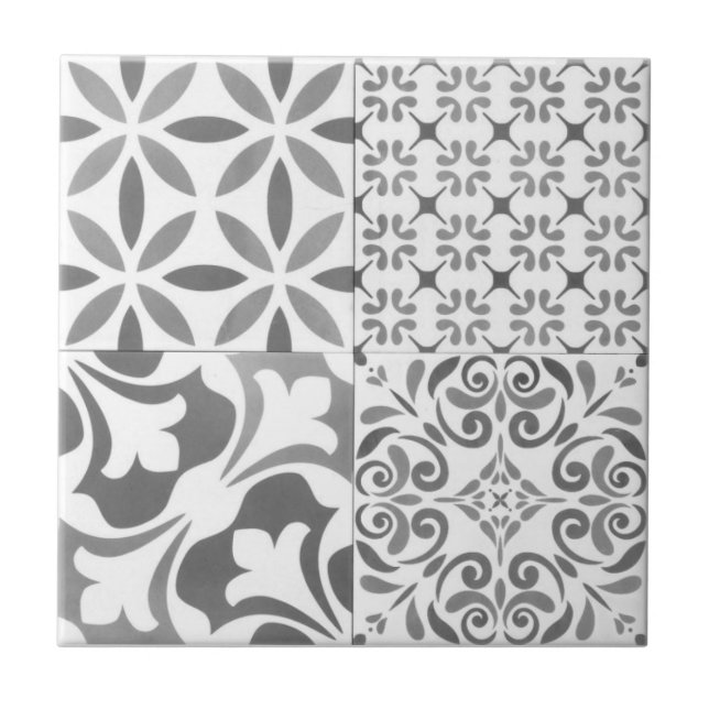 Keramik Tile - 4 in 1 Schatten von Grau Fliese (Vorderseite)