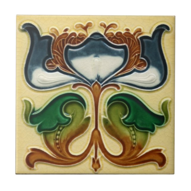 Keramik Tile - Art Nouveau Floral Fliese (Vorderseite)