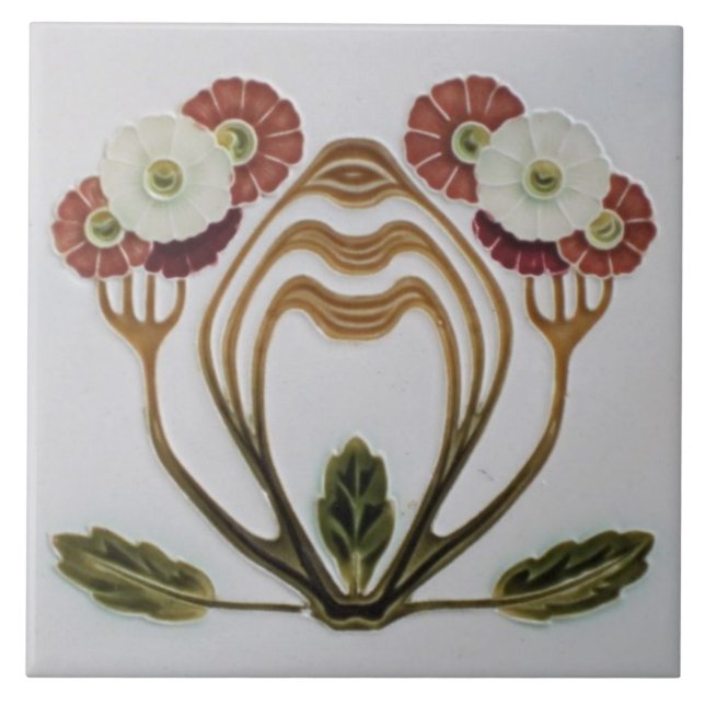 Keramik Tile - Art Nouveau Floral Fliese (Vorderseite)