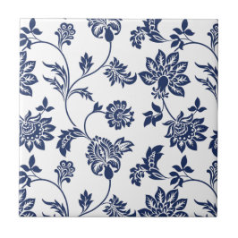 Keramik Tile - Blumenmuster in Blau und Weiß Fliese