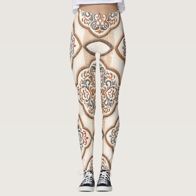 Keramik Tile: Dekoration der Kunstmauer Leggings (Vorderseite)