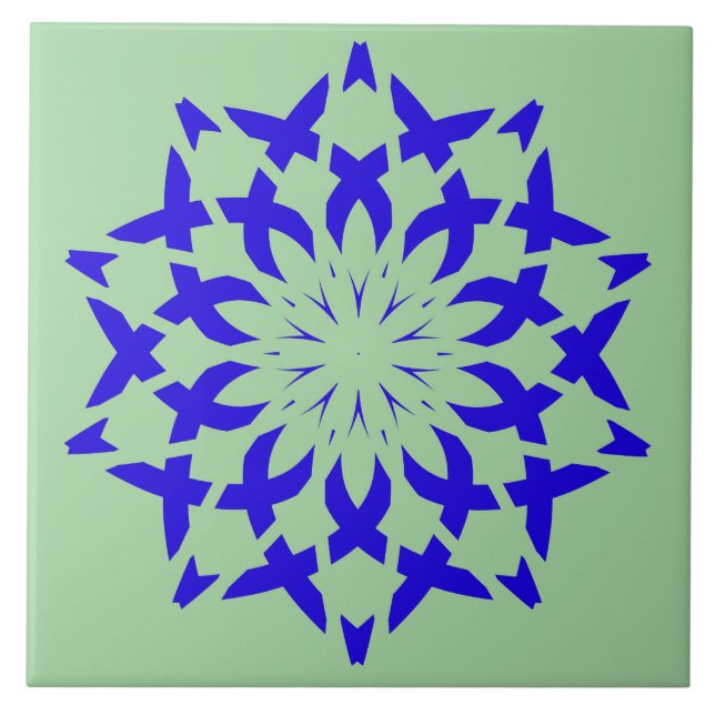 Keramik Tile, ein elegantes blaues und grünes Desi Fliese (Vorderseite)