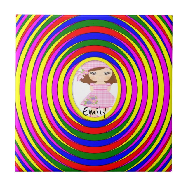 Keramik Tile farbige Streifen Kreis Fliese (Vorderseite)