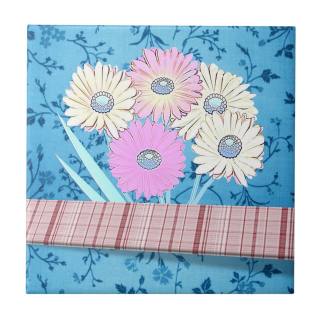 Keramik Tile Floral Fliese (Vorderseite)