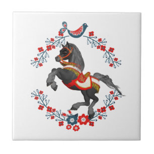 Keramik Tile Floral Horse Fliese