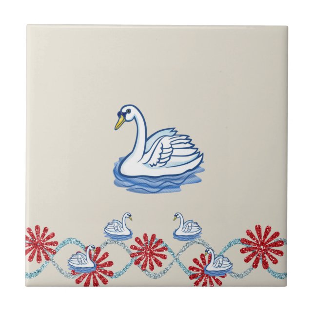 Keramik Tile Floral Swan Beige Fliese (Vorderseite)
