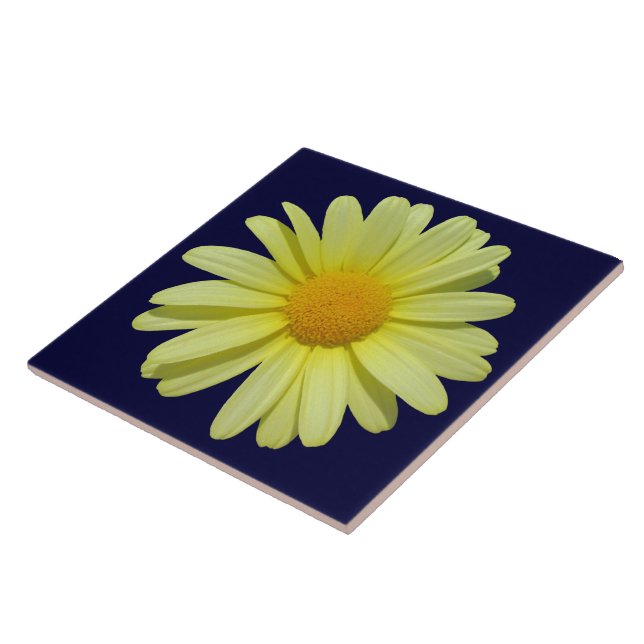 Keramik Tile - Gelbe Daisy am Mitternachtshimmel Fliese (Seite)