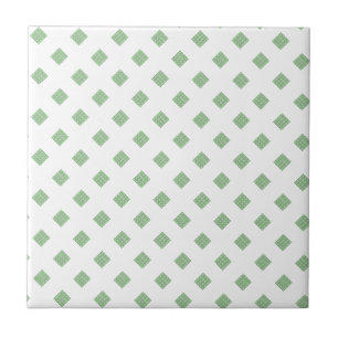 Keramik Tile Green & White Squares Fliese