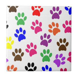 Keramik Tile Hund Katzen Paw Prints farbige Farben Fliese